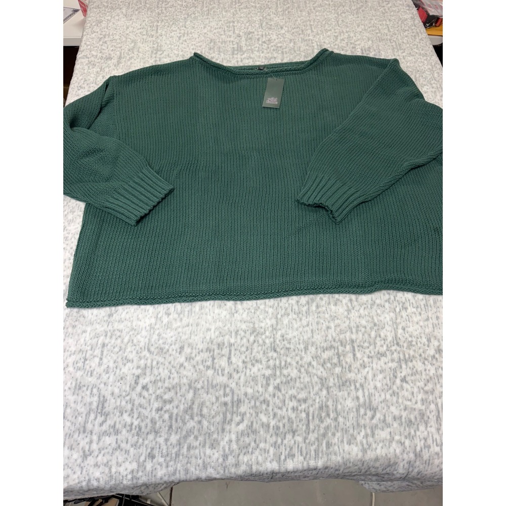Wild Fable Dark Green Shaker Stitch Sweater 3X Plus Size Long Sleeve Pullover